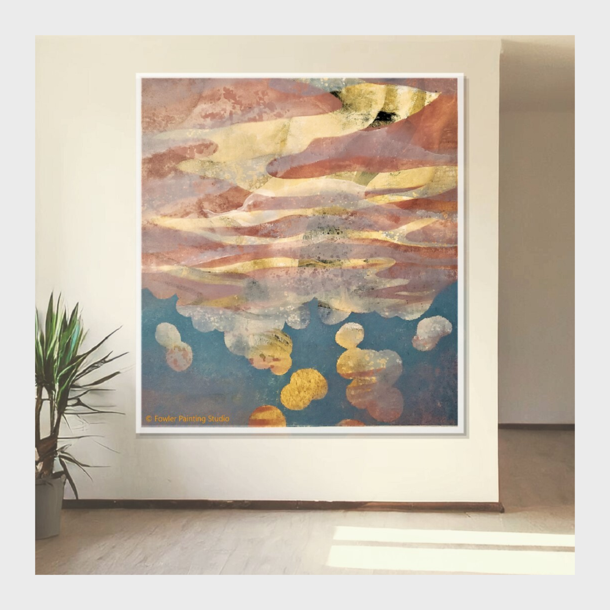 "Condensation" an abstract painting, inspired by a sunset. Oil Painting on canvas by artist, Jon Fowler.
